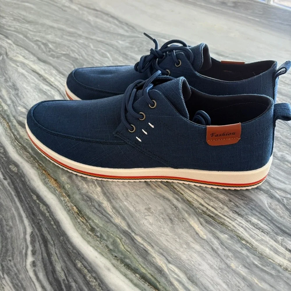 NEW Mens Navy‎ Lightweight Lace-Up Canvas Sneakers Size US 10.5 / 11